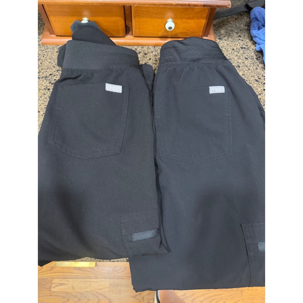 FIGS Zamora Jogger Scrub Pants Black Women XS Petite Lot of 2 Yoga‎ Waistband